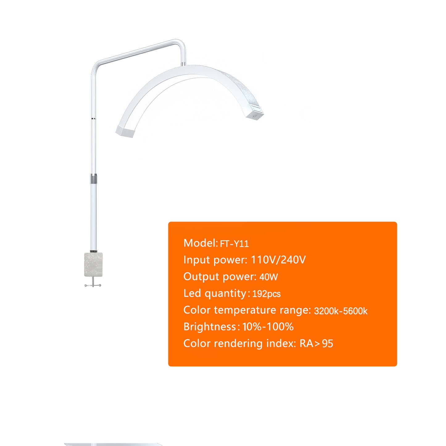FOSOTO FT - Y11 40W Half - Moon light Led Nail Lamp Desktop Arch Ring Led Lights Manicure Lamp Nail Art Light for Lash Eyelash Extensio - FOSOTOFOSOTO FT - Y11 40W Half - Moon light Led Nail Lamp Desktop Arch Ring Led Lights Manicure Lamp Nail Art Light for Lash Eyelash Extensio