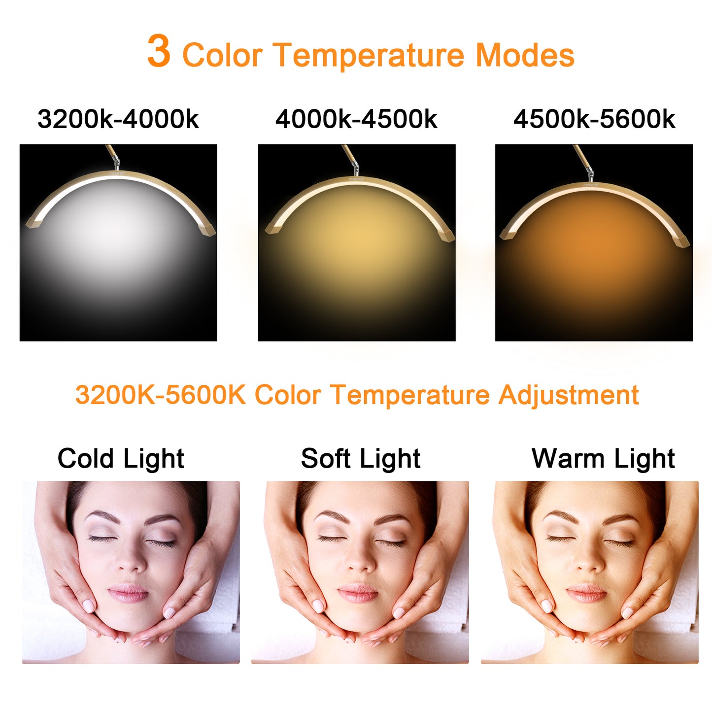 Fosoto FT - 18 Wall Mounted Half Moon lamp 45W LED Fill Light for Lashes Beauty Tattoo Nail Supplement Light - FOSOTOFosoto FT - 18 Wall Mounted Half Moon lamp 45W LED Fill Light for Lashes Beauty Tattoo Nail Supplement Light
