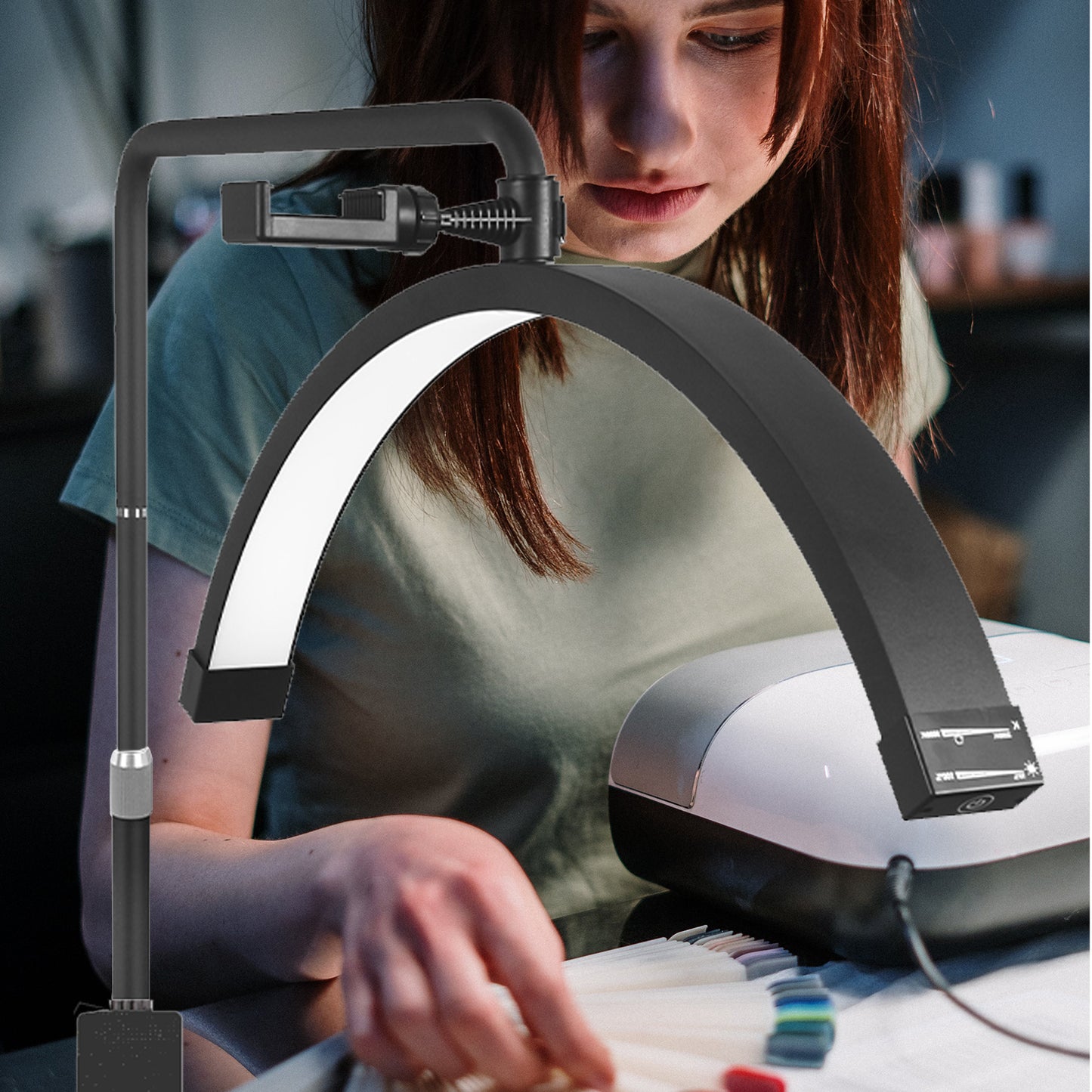 FOSOTO FT - Y11 40W Half - Moon light Led Nail Lamp Desktop Arch Ring Led Lights Manicure Lamp Nail Art Light for Lash Eyelash Extensio - FOSOTOFOSOTO FT - Y11 40W Half - Moon light Led Nail Lamp Desktop Arch Ring Led Lights Manicure Lamp Nail Art Light for Lash Eyelash Extensio