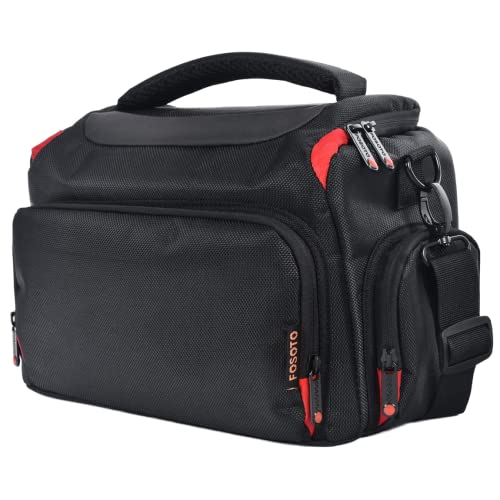 FOSOTO Sacoche pour appareil photo reflex numérique compatible avec Canon EOS Rebel T7 T6 4000D 80D 90D 6D Mark II, Nikon D3500 D3400 D5600 D60 D750, Sony SLR et objectifs (grand)