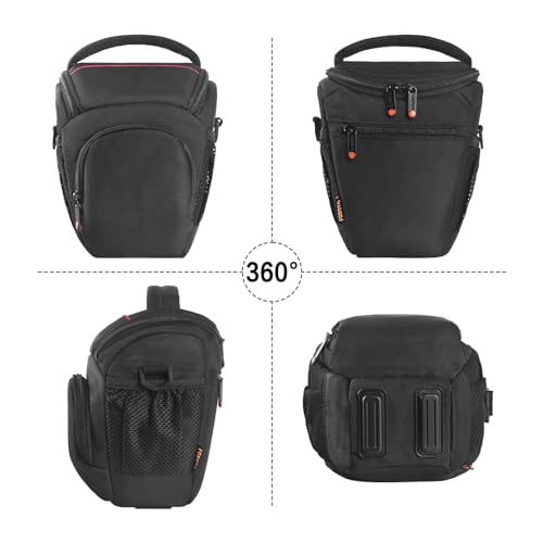FOSOTO DSLR SLR Compact Camera Bag Compatible for Nikon D5100 D5300 D90 Canon T4 T5 600D 650D Panasonic Lumix FZ80 Sony Fujifilm with Waterproof Rain Cover - FOSOTOFOSOTO DSLR SLR Compact Camera Bag Compatible for Nikon D5100 D5300 D90 Canon T4 T5 600D 650D Panasonic Lumix FZ80 Sony Fujifilm with Waterproof Rain Cover
