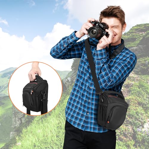 FOSOTO DSLR SLR Compact Camera Bag Compatible for Nikon D5100 D5300 D90 Canon T4 T5 600D 650D Panasonic Lumix FZ80 Sony Fujifilm with Waterproof Rain Cover - FOSOTOFOSOTO DSLR SLR Compact Camera Bag Compatible for Nikon D5100 D5300 D90 Canon T4 T5 600D 650D Panasonic Lumix FZ80 Sony Fujifilm with Waterproof Rain Cover