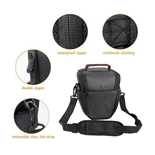 FOSOTO DSLR Camera Case Nylon Holster Bag Compatible for Nikon D3300 D3400 D3500 D5300 D5600 B700,Canon EOS Rebel XT XTi T6 T5i T3i SL2 1300D,Pentax,Sony Olympus and More - Black - FOSOTOFOSOTO DSLR Camera Case Nylon Holster Bag Compatible for Nikon D3300 D3400 D3500 D5300 D5600 B700,Canon EOS Rebel XT XTi T6 T5i T3i SL2 1300D,Pentax,Sony Olympus and More - Black