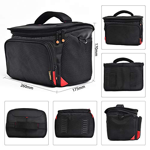 FOSOTO Shockproof DSLR Camera Shoulder Bag Case Compatible for Canon EOS T5i T6 T7i 5D 6D, Nikon D3400 D5600 D7200 D750 D610, Sony A99 Olympus Fujifilm Pentax - FOSOTOFOSOTO Shockproof DSLR Camera Shoulder Bag Case Compatible for Canon EOS T5i T6 T7i 5D 6D, Nikon D3400 D5600 D7200 D750 D610, Sony A99 Olympus Fujifilm Pentax