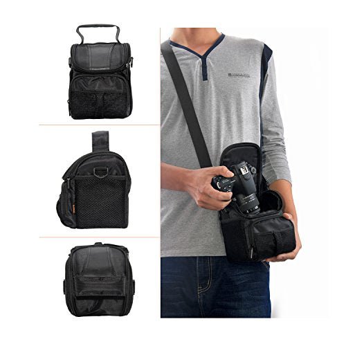 FOSOTO Waterproof (with Rain Cover) Black Camera Case Bag Compatible for Canon EOS M10 M6 M2 Mrak II M50 M100 Rebel T3i T4i T5 SL1, Nikon P600 D3300 D3400 D5100 D5300 D7200,Sony RX10M3,Olympus EM10 - FOSOTOFOSOTO Waterproof (with Rain Cover) Black Camera Case Bag Compatible for Canon EOS M10 M6 M2 Mrak II M50 M100 Rebel T3i T4i T5 SL1, Nikon P600 D3300 D3400 D5100 D5300 D7200,Sony RX10M3,Olympus EM10