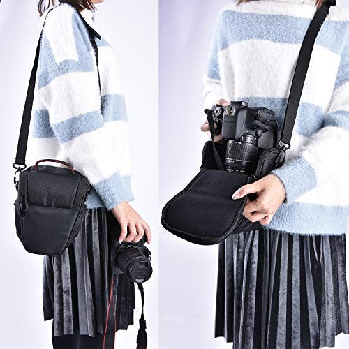 FOSOTO DSLR Camera Case Nylon Holster Bag Compatible for Nikon D3300 D3400 D3500 D5300 D5600 B700,Canon EOS Rebel XT XTi T6 T5i T3i SL2 1300D,Pentax,Sony Olympus and More - Black - FOSOTOFOSOTO DSLR Camera Case Nylon Holster Bag Compatible for Nikon D3300 D3400 D3500 D5300 D5600 B700,Canon EOS Rebel XT XTi T6 T5i T3i SL2 1300D,Pentax,Sony Olympus and More - Black