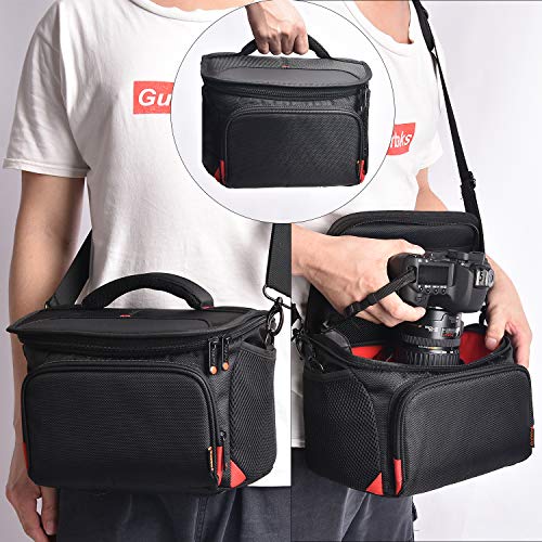 FOSOTO Shockproof DSLR Camera Shoulder Bag Case Compatible for Canon EOS T5i T6 T7i 5D 6D, Nikon D3400 D5600 D7200 D750 D610, Sony A99 Olympus Fujifilm Pentax - FOSOTOFOSOTO Shockproof DSLR Camera Shoulder Bag Case Compatible for Canon EOS T5i T6 T7i 5D 6D, Nikon D3400 D5600 D7200 D750 D610, Sony A99 Olympus Fujifilm Pentax