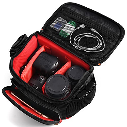 FOSOTO Shockproof DSLR Camera Shoulder Bag Case Compatible for Canon EOS T5i T6 T7i 5D 6D, Nikon D3400 D5600 D7200 D750 D610, Sony A99 Olympus Fujifilm Pentax - FOSOTOFOSOTO Shockproof DSLR Camera Shoulder Bag Case Compatible for Canon EOS T5i T6 T7i 5D 6D, Nikon D3400 D5600 D7200 D750 D610, Sony A99 Olympus Fujifilm Pentax