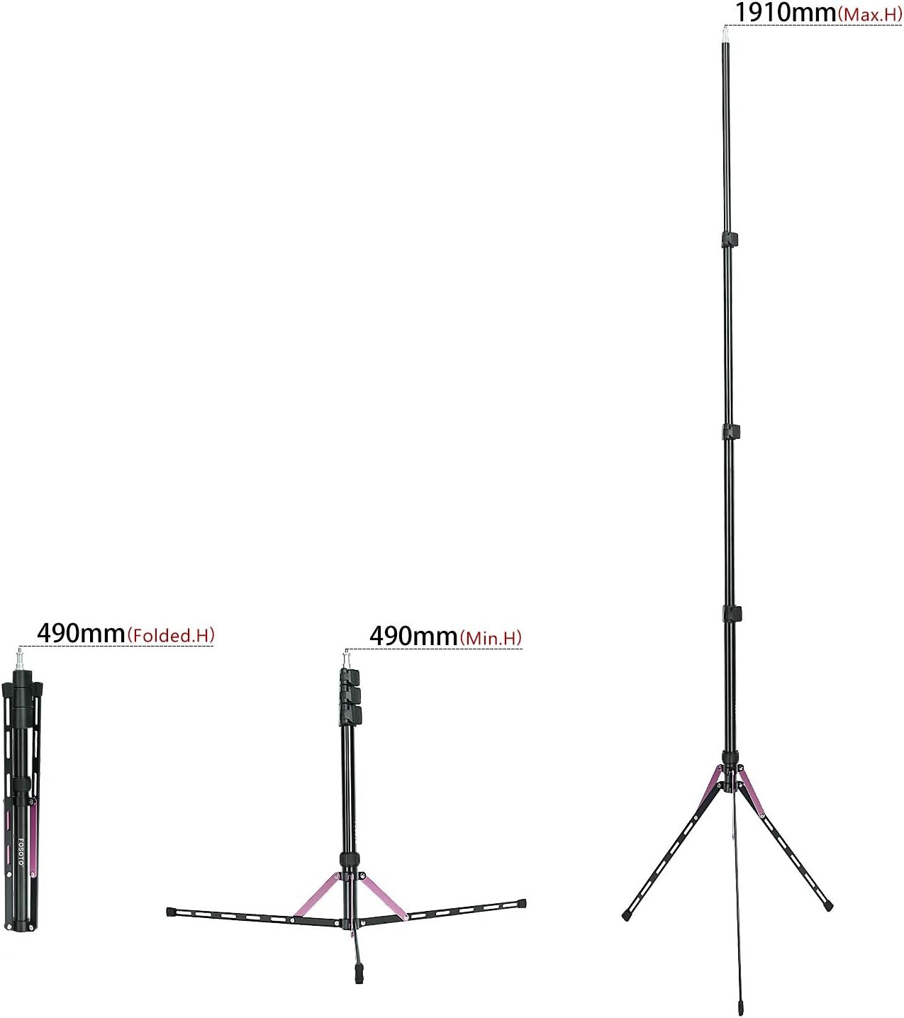 FOSOTO Photography Tripod Travel Lightweight Light Stand Portable Aluminum Sturdy for Travel with Carrying Case Suitable for Camera Ring Light Speedlight Softbox