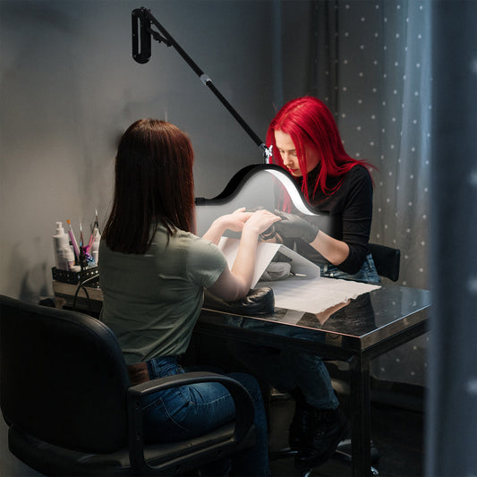 FOSOTO FT-19 Wall Mount Half Moon Lamp Photograph Fill Light LED Ceiling Light for Barbershop Eyelashes Nail Tattoo Beauty Salon