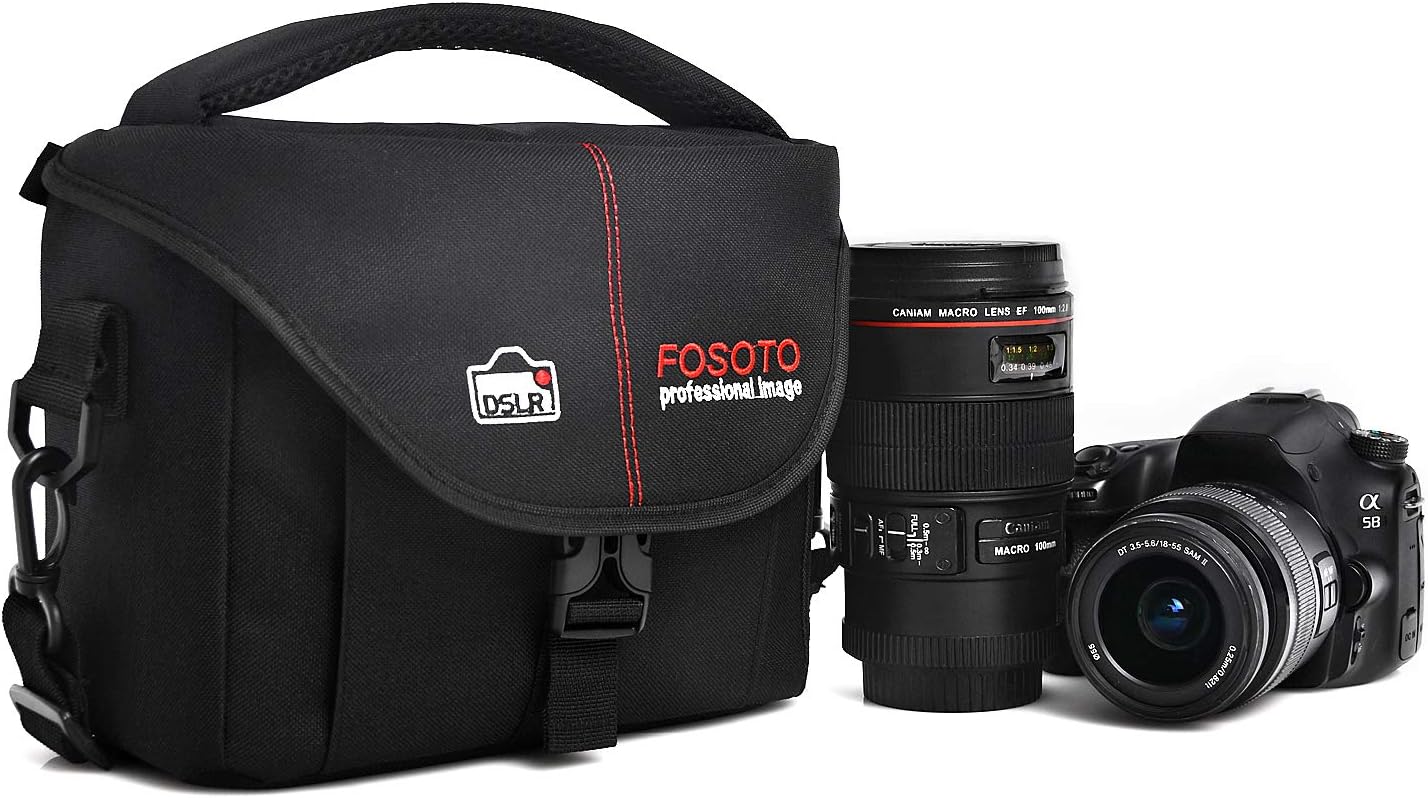Étui pour appareil photo reflex numérique FOSOTO compatible avec Nikon D3400 D5500 D5600 D7200 D810 D750 D610 D60, Canon EOS T3 T4i T5i T6 T7 T7i SL1, Fuji X-T3 et plus