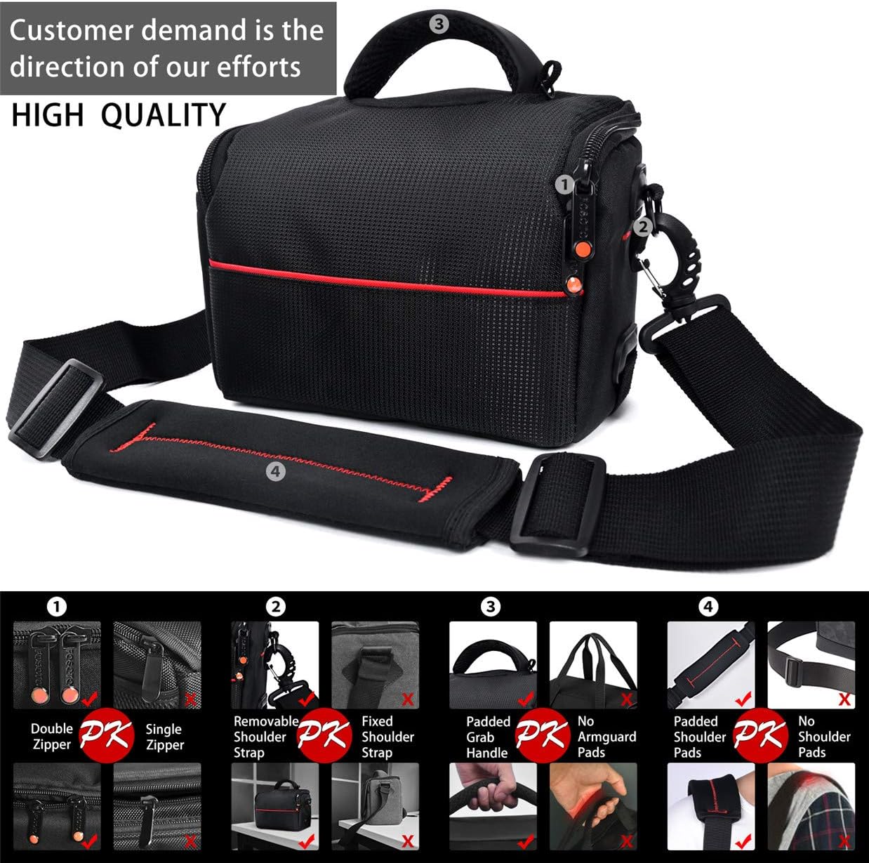 Funda de hombro para cámara compacta FOSOTO con funda impermeable para lluvia compatible con Canon EOS M50 PowerShot SX420 SX430 SX70 SX50 SX30IS Sony a6400 RX10 DSC-H300 Nikon Coolpix P900