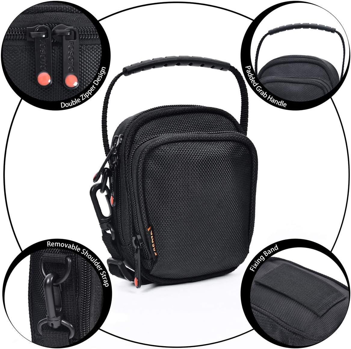 Étui pour appareil photo FOSOTO compatible avec Canon PowerShot SX620 SX720 SX730 SX740 G7X G9X Mark II Nikon Coolpix A900 S9900 S9700 W100 Panasonic Lumix DC-ZS70S ZS60 ZS50 ZS100 Sony DSC-W830 W800 RX0M2