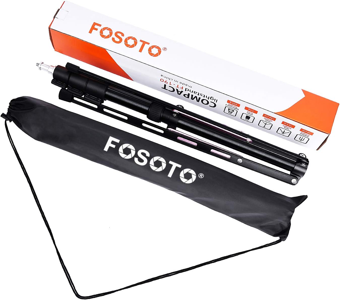 FOSOTO Photography Tripod Travel Lightweight Light Stand Portable Aluminum Sturdy for Travel with Carrying Case Suitable for Camera Ring Light Speedlight Softbox