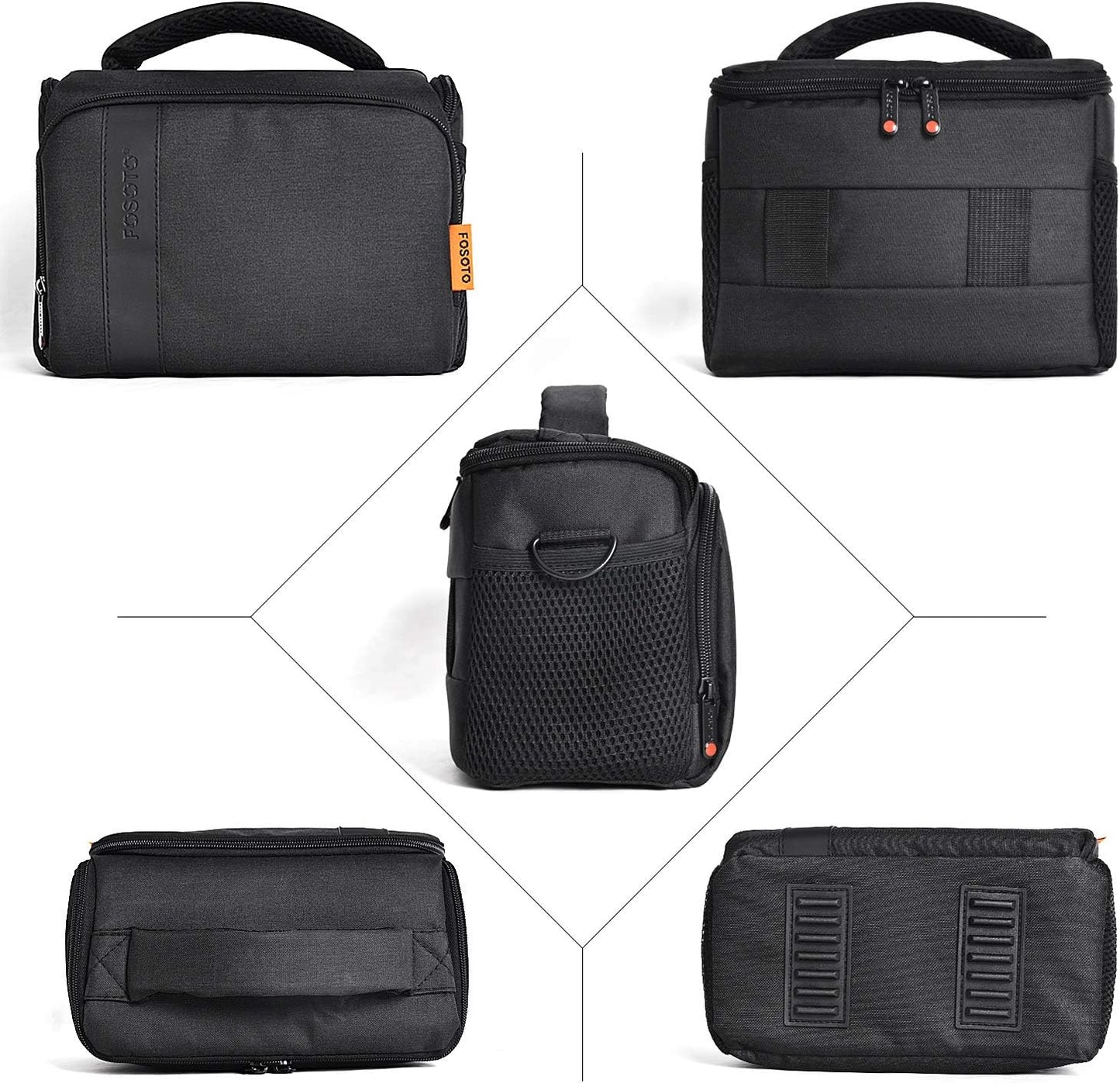 FOSOTO Waterproof (with Rain Cover) Shoulder Camera Case Bag Compatible for Nikon D5600 D750 D3300 Canon Rebel SL2 T7i EOS 80D 60D Sony A77II a68 a99II Travel DLSR SLR Camera Bags
