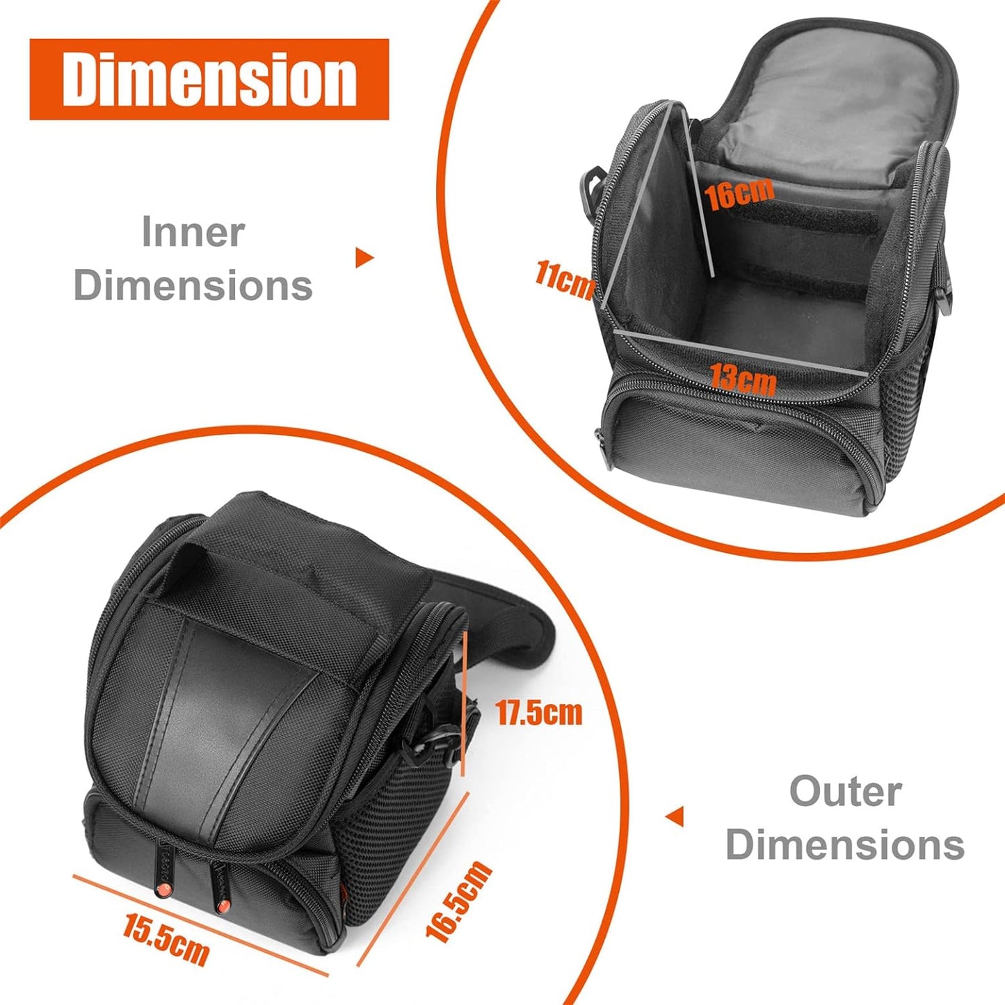 FOSOTO Single Shoulder Crossbody Compact Camera Bag