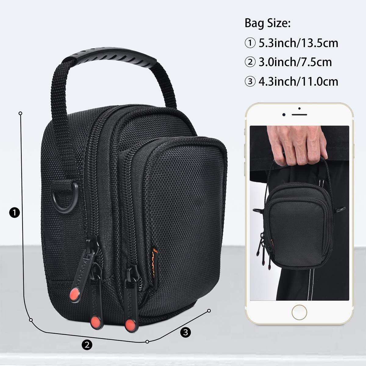 Étui pour appareil photo FOSOTO compatible avec Canon PowerShot SX620 SX720 SX730 SX740 G7X G9X Mark II Nikon Coolpix A900 S9900 S9700 W100 Panasonic Lumix DC-ZS70S ZS60 ZS50 ZS100 Sony DSC-W830 W800 RX0M2