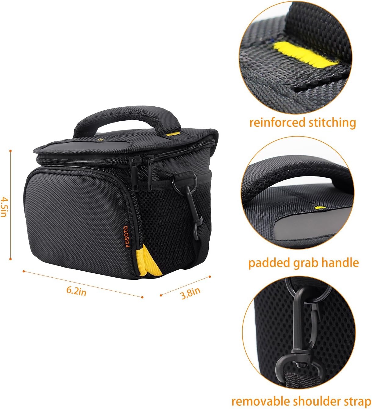 Sacoche pour appareil photo FOSOTO compatible avec Alpha a6000 A6300 HX400 Canon PowerShot SX420 SX530 M5 M100 Nikon Coolpix L340 B500 L330 L840 Fujifilm XT20 étanche (avec housse de pluie)