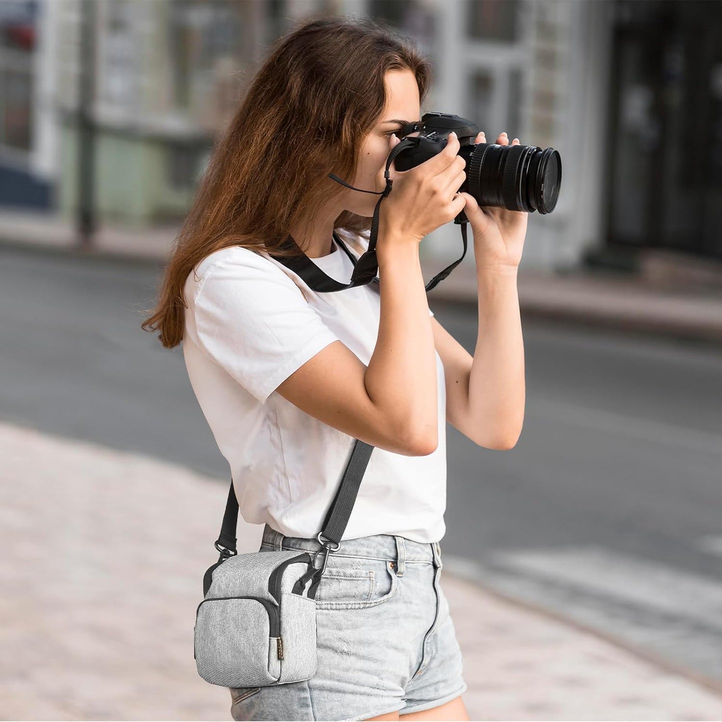 Étui pour appareil photo FOSOTO compatible avec Nikon L340 L330 B500 L840, Canon SX420 SX720 SX620 G7X, Sony A6000 A6300 a5100 NEX-6 W830 RX100 RX0M2, Panasonic GX85 ZS60 Long Zoom ou système compact