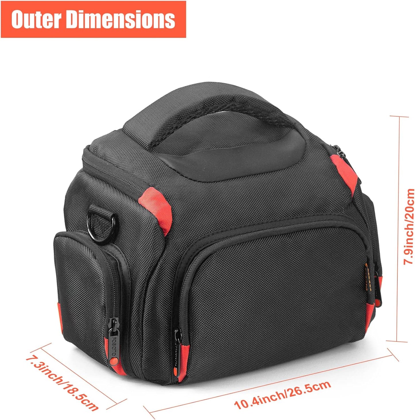 FOSOTO Camera Shoulder Bag Case Compatible for Nikon D3000 D3200 D3300 D5100 D5300 D7500 D500 D610 Canon 2000D T8i SL2 T7i DSLR Cameras