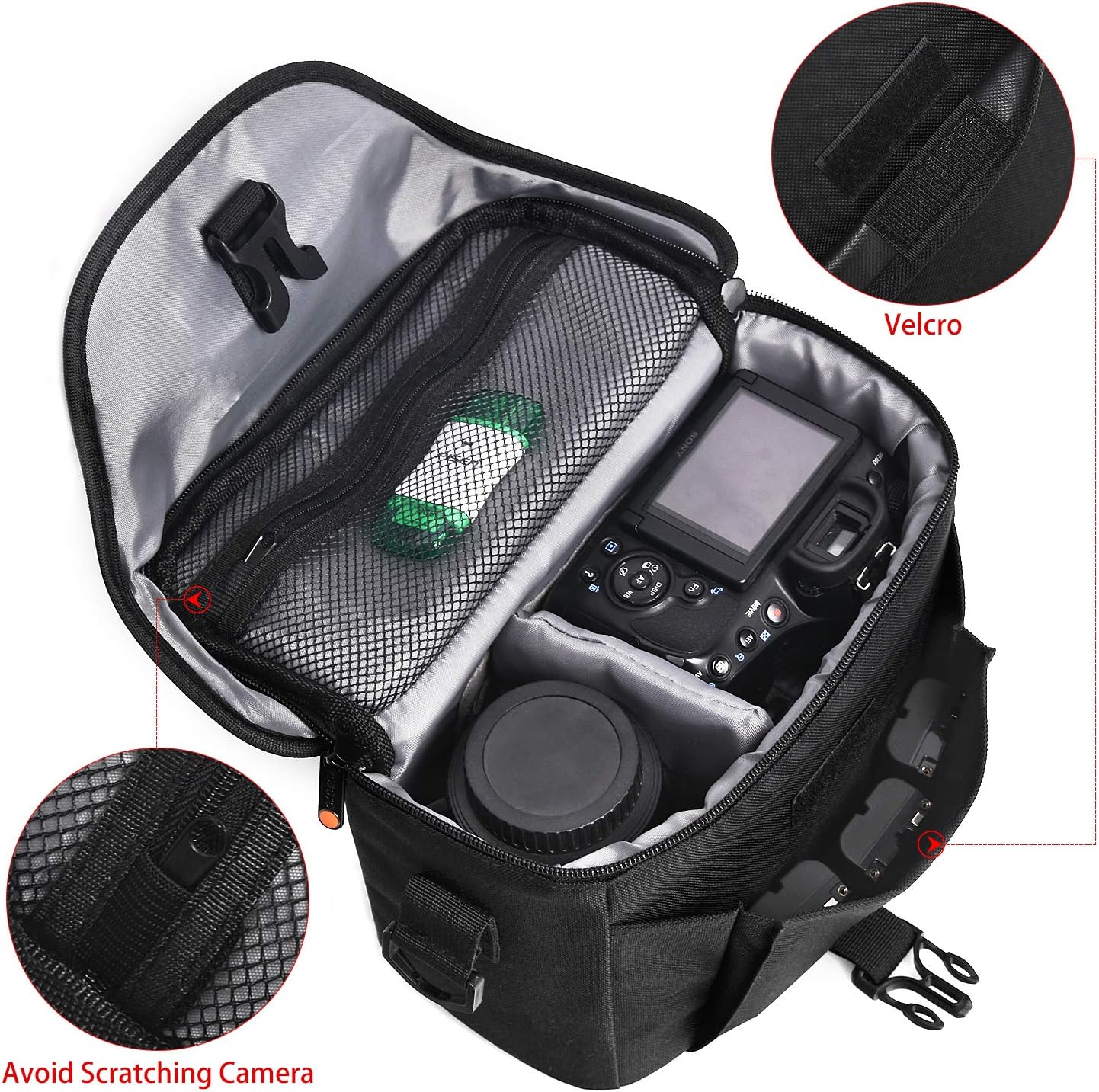 Étui pour appareil photo reflex numérique FOSOTO compatible avec Nikon D3400 D5500 D5600 D7200 D810 D750 D610 D60, Canon EOS T3 T4i T5i T6 T7 T7i SL1, Fuji X-T3 et plus