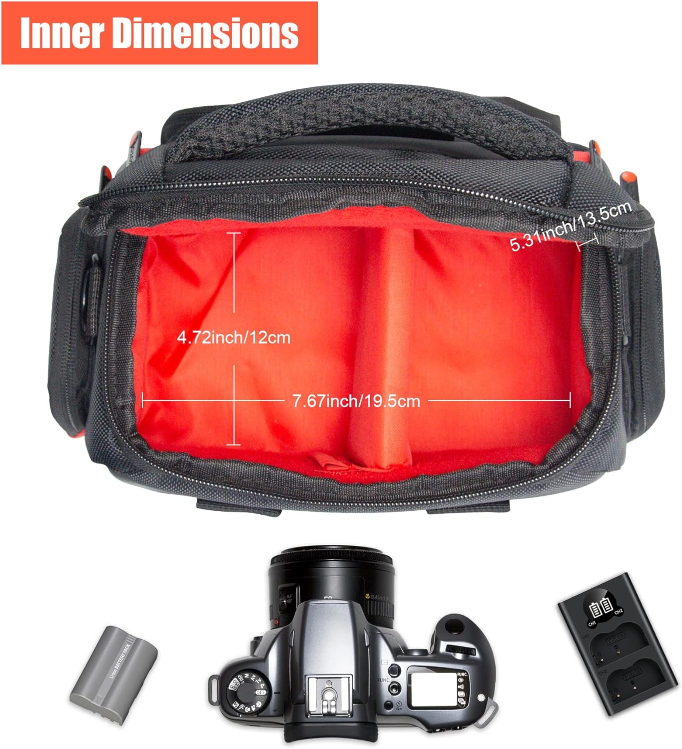 FOSOTO Camera Shoulder Bag Case Compatible for Nikon D3000 D3200 D3300 D5100 D5300 D7500 D500 D610 Canon 2000D T8i SL2 T7i DSLR Cameras