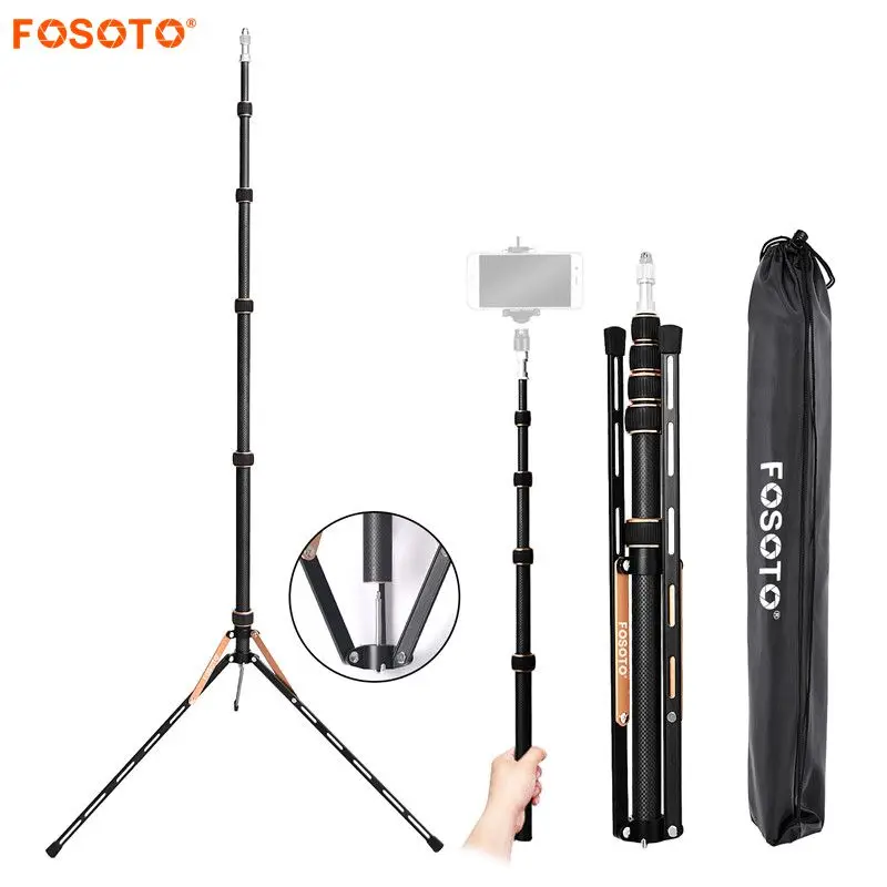 FOSOTO 87inch Photography Tripod Light Stand Carbon Fiber Lightweight Photographic Stand Compact for Photo Studio Equipment Softbox Umbrella Shooting Video Filming Speedlight