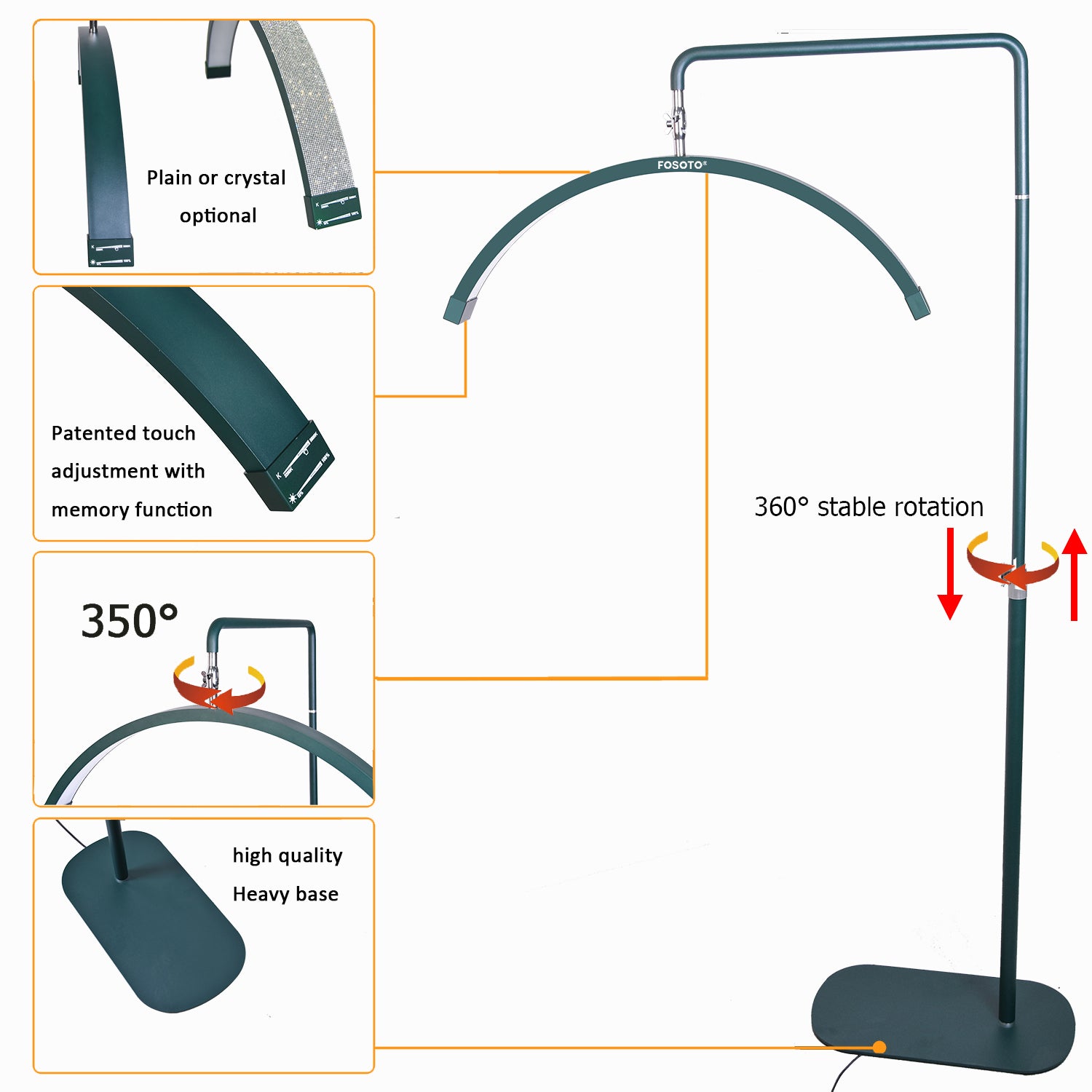 Fosoto Multifunctional Half Moon Lamp Video Ring Lash Light For Beauty Facials Salon Tatoo Live Stream Photography Photo TikTok - FOSOTOFosoto Multifunctional Half Moon Lamp Video Ring Lash Light For Beauty Facials Salon Tatoo Live Stream Photography Photo TikTok