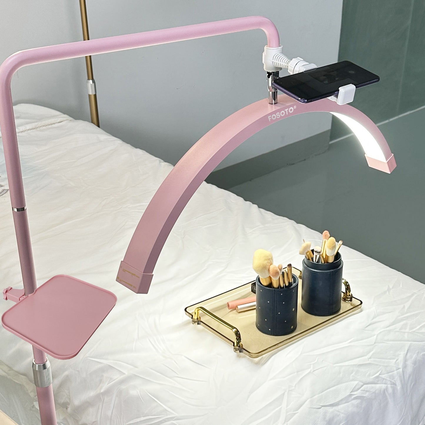 Fosoto High Quality Rhinestones Multifunctional Beauty Fill Light with Remote Control, Tray & Phone Holder | Ideal for Makeup, Lash, Photography & Live Streaming