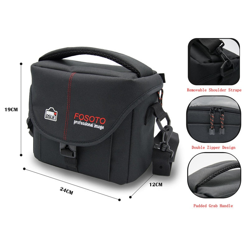 fosoto Camera Bag Nylon Case Photo Video Photography Should Bags for Canon Nikon D3300 Sony Pentax Samsung Panasonic DSLR Camera