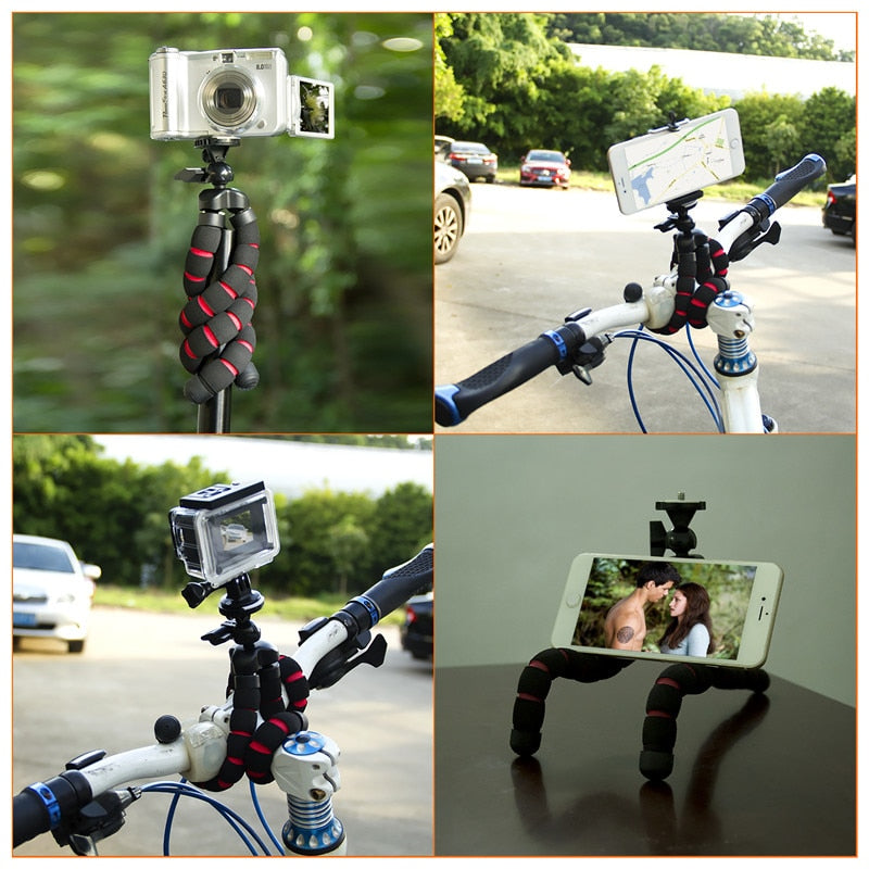fosoto Medium Octopus Flexible Digital Camera Stand Gorillapod Monopod Mini Tripod with Holder for Gopro hero 2 4 3+ 3 and phone