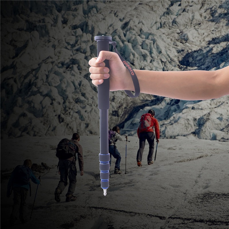 Fosoto F-222+M1 Mini appareil photo numérique en aluminium Unipod Monopode 1650 mm avec verrouillage et base à 3 pieds A-222 Support de trépied pour reflex numérique Canon Nikon