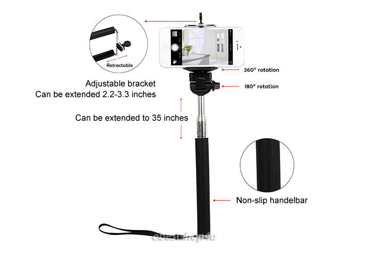 fosoto Extendable Self Portrait Selfie Handheld Stick Monopod with Tripod Mount Adapter for phone Gopro Hero Camera HD 1 2 3 3+