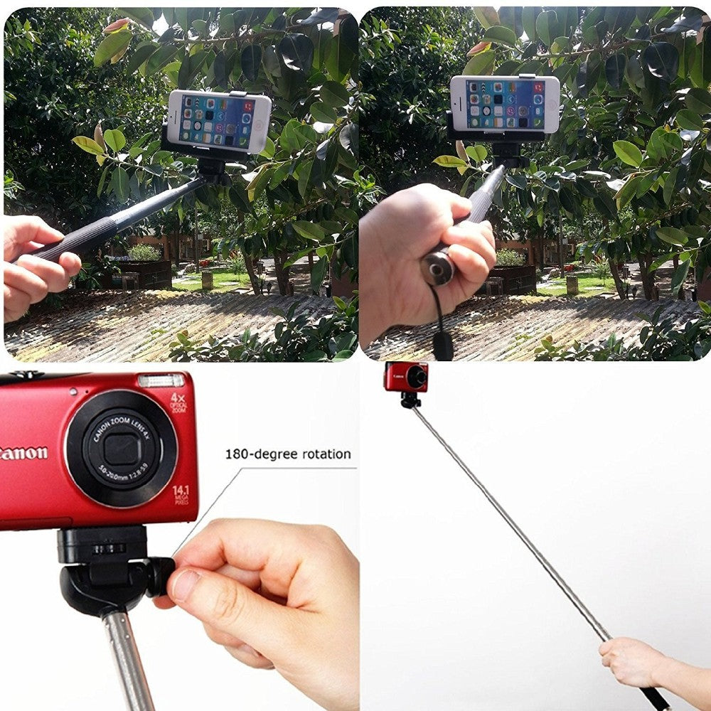 Fosoto Perche à selfie extensible avec adaptateur de montage pour trépied pour téléphone Gopro Hero Camera HD 1 2 3 3+