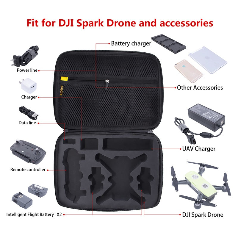 fosoto Waterproof EVA Hard Storage Bag Carry Case Box for DJI Spark Drone and All Accessories Portable DJI Spark Bags