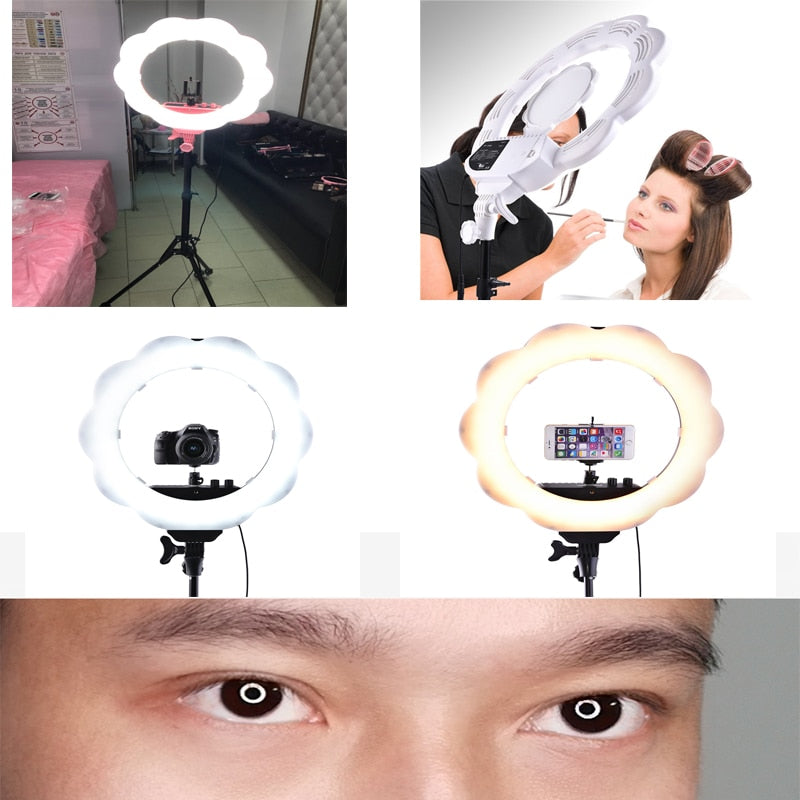 fosoto FT-108 384 Led 3000K-6000K Dimmable Photographic Lighting Camera Studio Phone Photography Ring Light Lamp&battery slot