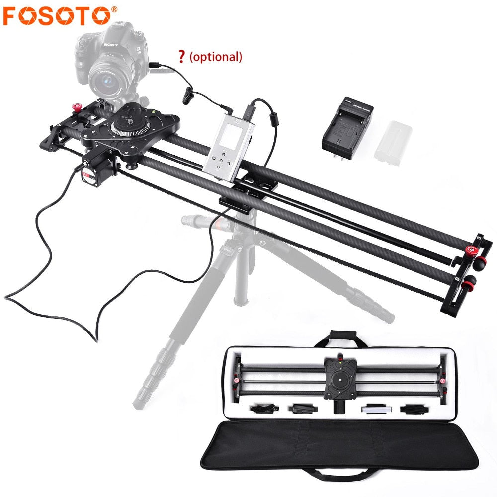 fosoto Stepper Motor Motorized Timelapse Video Slider Follow Focus Rail Carbon Slide for Electric Control DSLR Camera Shooting