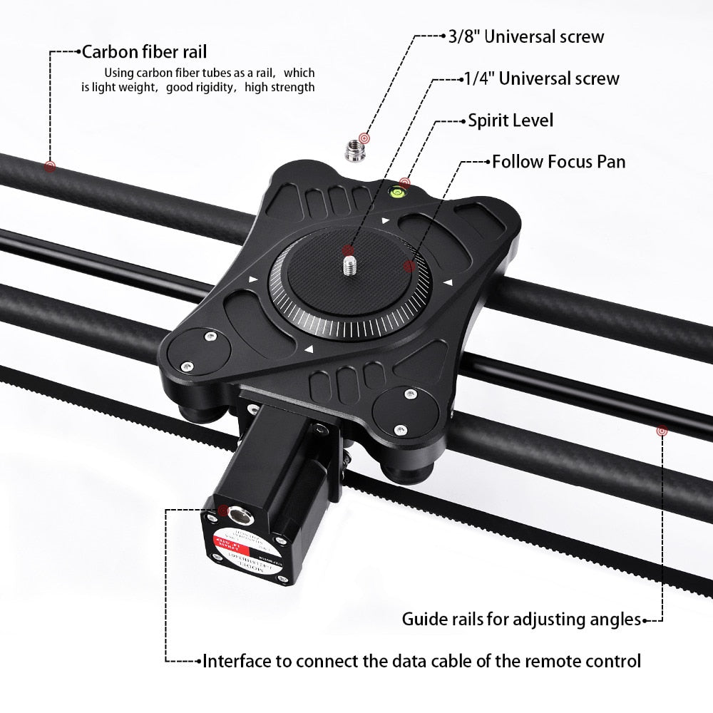 fosoto Stepper Motor Motorized Timelapse Video Slider Follow Focus Rail Carbon Slide for Electric Control DSLR Camera Shooting