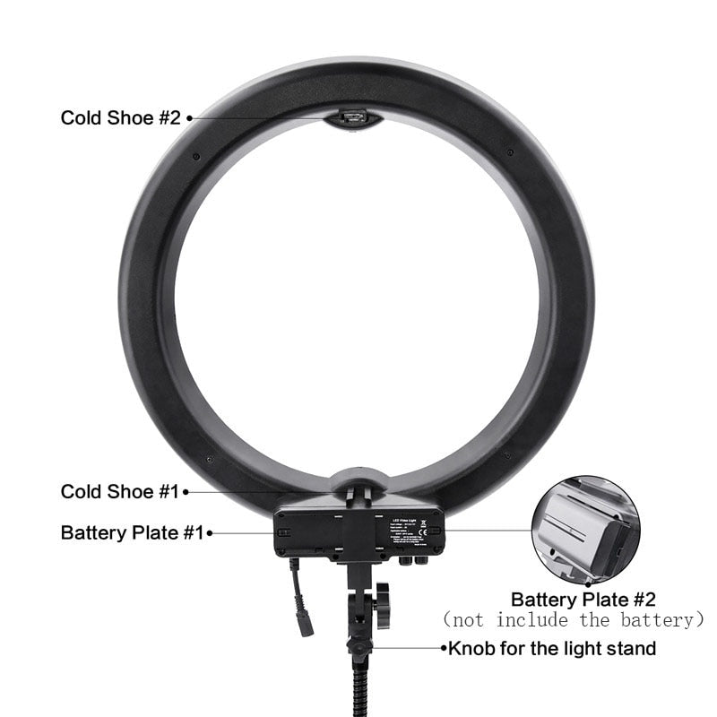 fosoto 55W 5500K 240 LED Makeup Photographic Lighting Dimmable Camera Photo video Phone Photography Ring Light Lamp&battery slot - FOSOTOfosoto 55W 5500K 240 LED Makeup Photographic Lighting Dimmable Camera Photo video Phone Photography Ring Light Lamp&battery slot