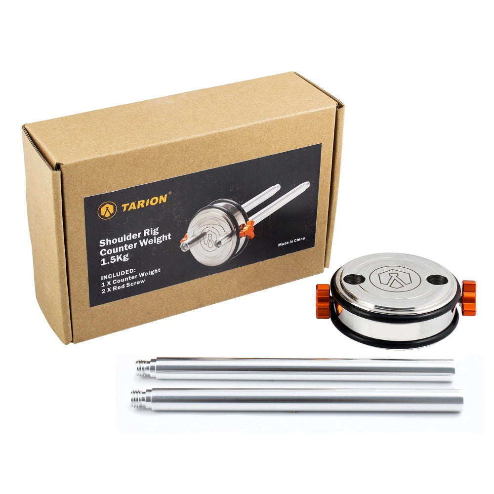 Contrepoids d'épaule en acier inoxydable pour appareil photo reflex numérique avec 2 tiges de 8" et 15 mm