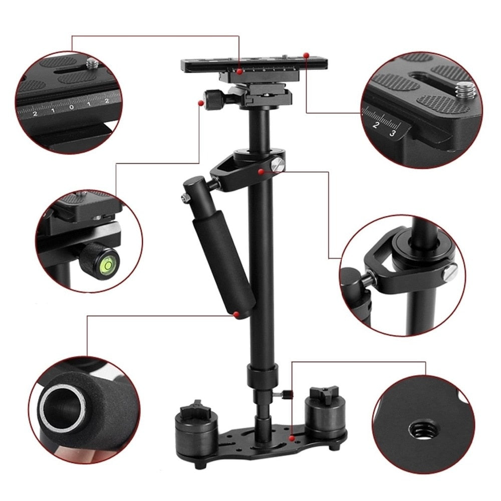 fosoto Portable S-60 60cm Aluminium Ally Handheld Stabilizer Steadicam for Camera Video DV DSLR load 0.5-3kg