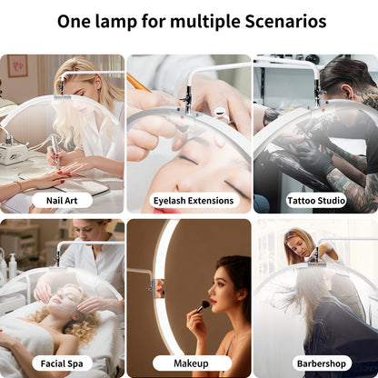 FOSOTO Foldable 2 in 1 Half Moon Light with Mirror, Flicker-Free, CRI 95+ Beauty Lamp