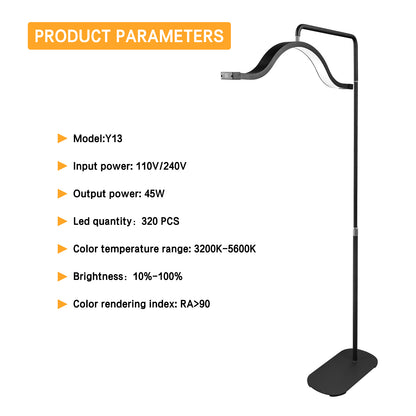 Fosoto Y13 Floor lashes Lamp  45W 29INCH LED Cloud Half Moon Light for Makeup, Lash, Photography & Live Streaming