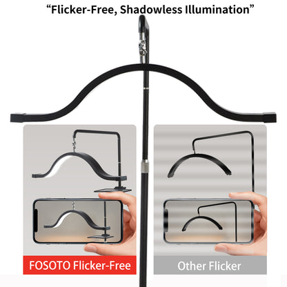 Fosoto Half-Moon 29'' LED Light with Phone Clip – Multifunctional Ring Lamp for Salon, Streaming, Lash & PMU Work