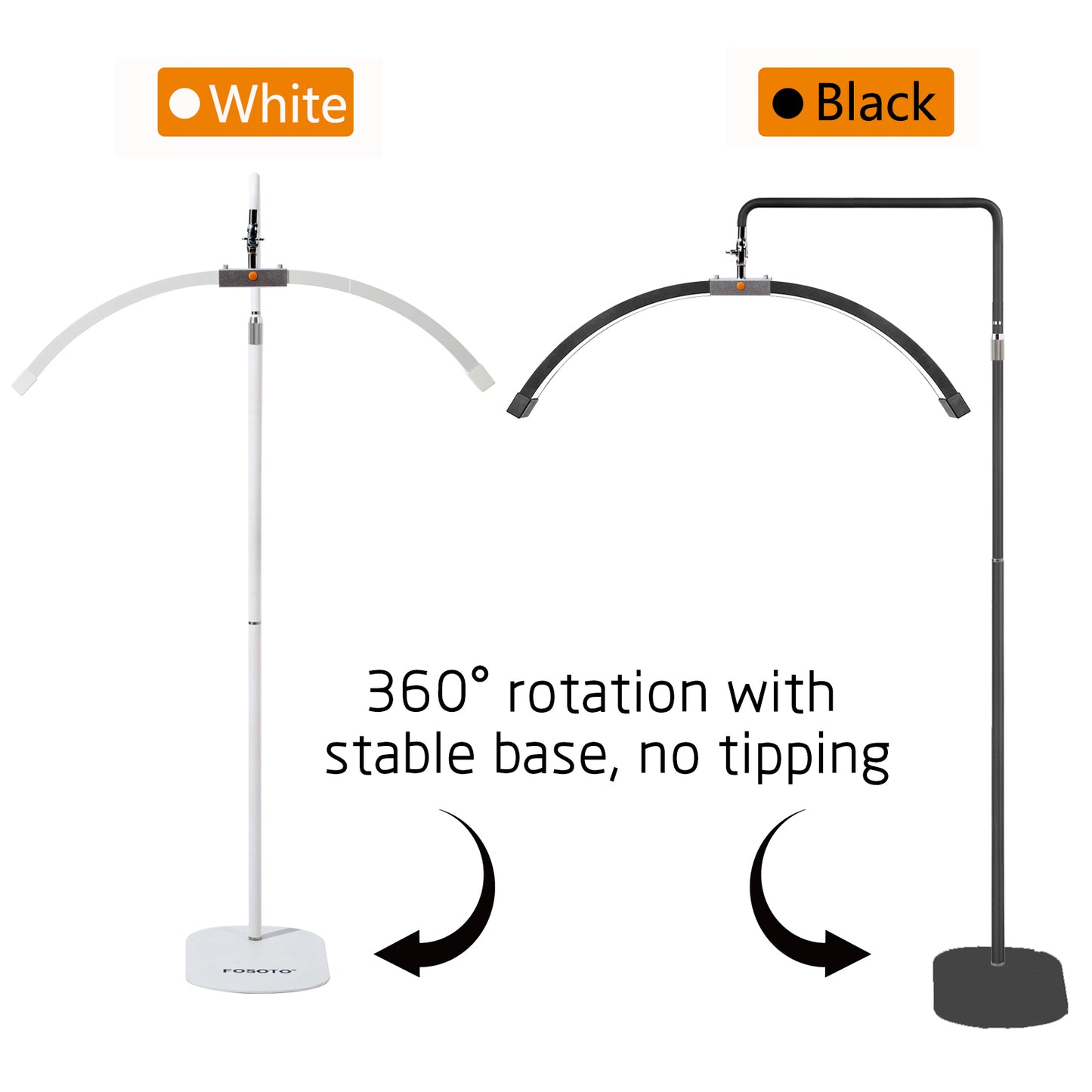 FOSOTO Foldable 2 in 1 Half Moon Light with Mirror, Flicker-Free, CRI 95+ Beauty Lamp