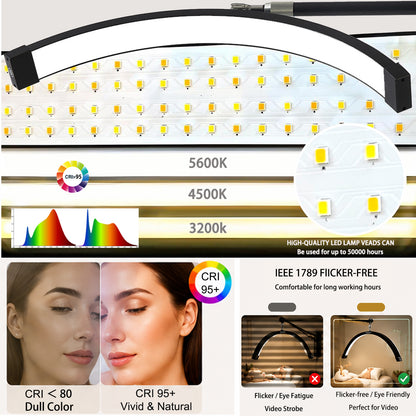 Fosoto Dimmable LED Video Light wall mount half moon light 3200K-5600K Fill light for Beauty Salon Makeup Nail Barbershop