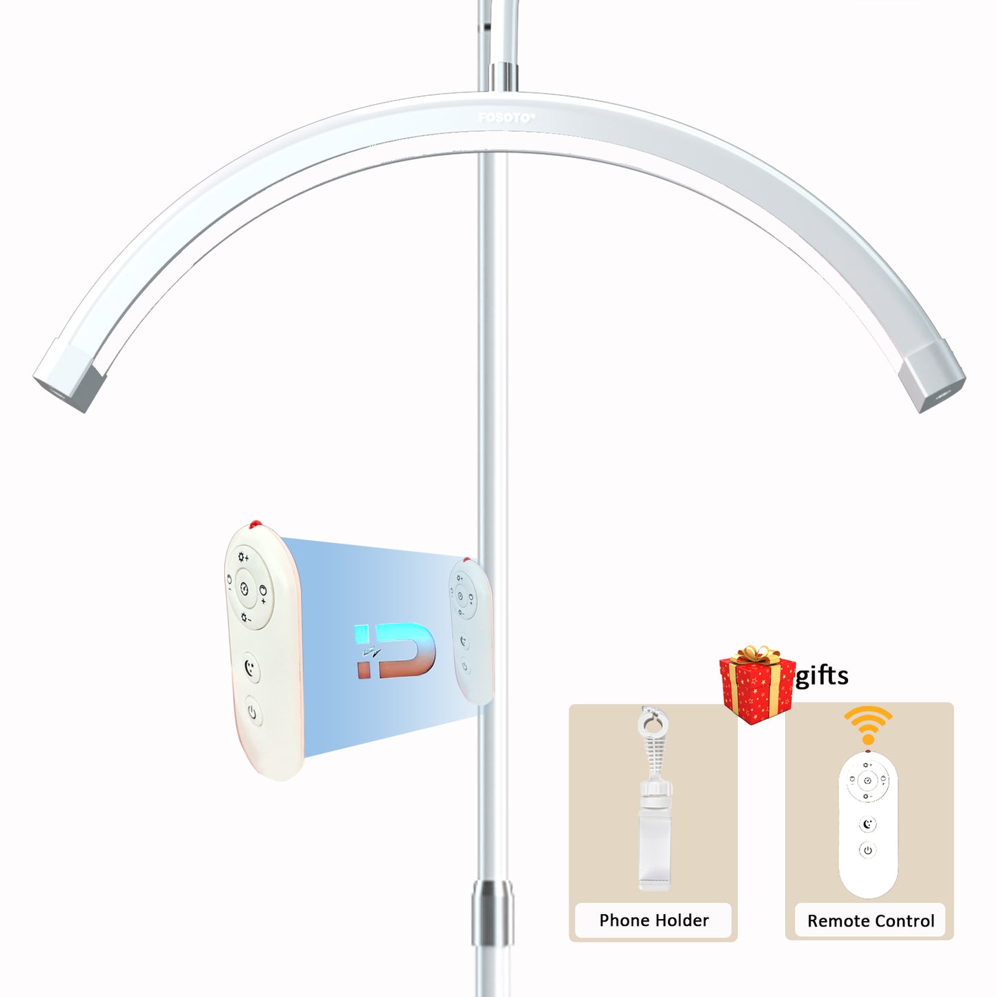 Fosoto 28inch Remote control Design Half-Moon lamp  Adjustable Cold & Warm Lighting with tray for Lash Facial Makeup Skincare
