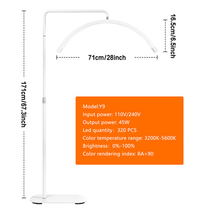 Fosoto  Professional 28” 45W LED Half-Moon Beauty Light with Tool Tray for Lash Extension & Makeup