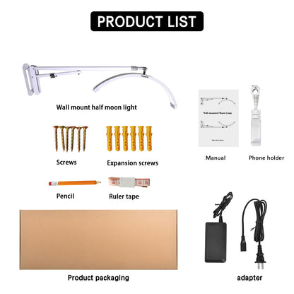 Fosoto Dimmable LED Video Light wall mount half moon light 3200K - 5600K Fill light for Beauty Salon Makeup Nail Barbershop - FOSOTOFosoto Dimmable LED Video Light wall mount half moon light 3200K - 5600K Fill light for Beauty Salon Makeup Nail Barbershop