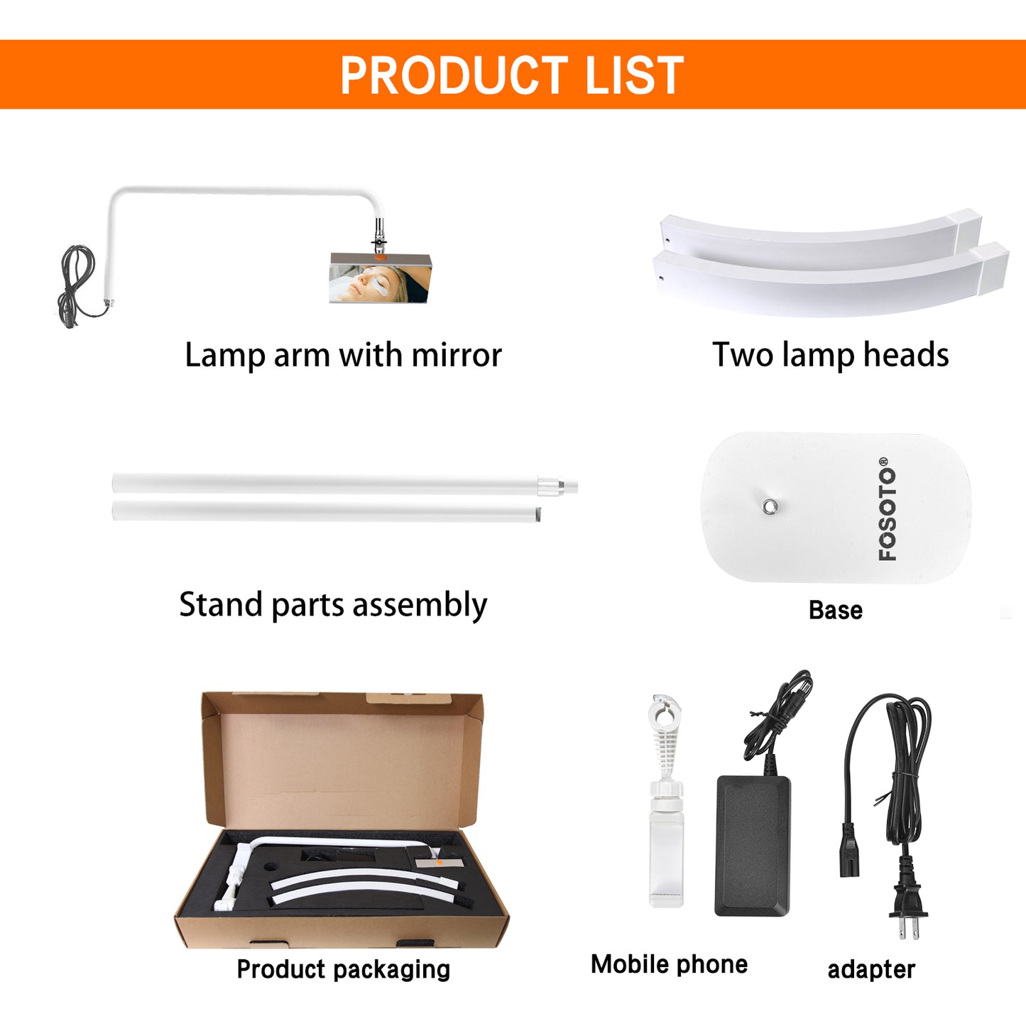 FOSOTO Foldable 2 in 1 Half Moon Light with Mirror, Flicker-Free, CRI 95+ Beauty Lamp